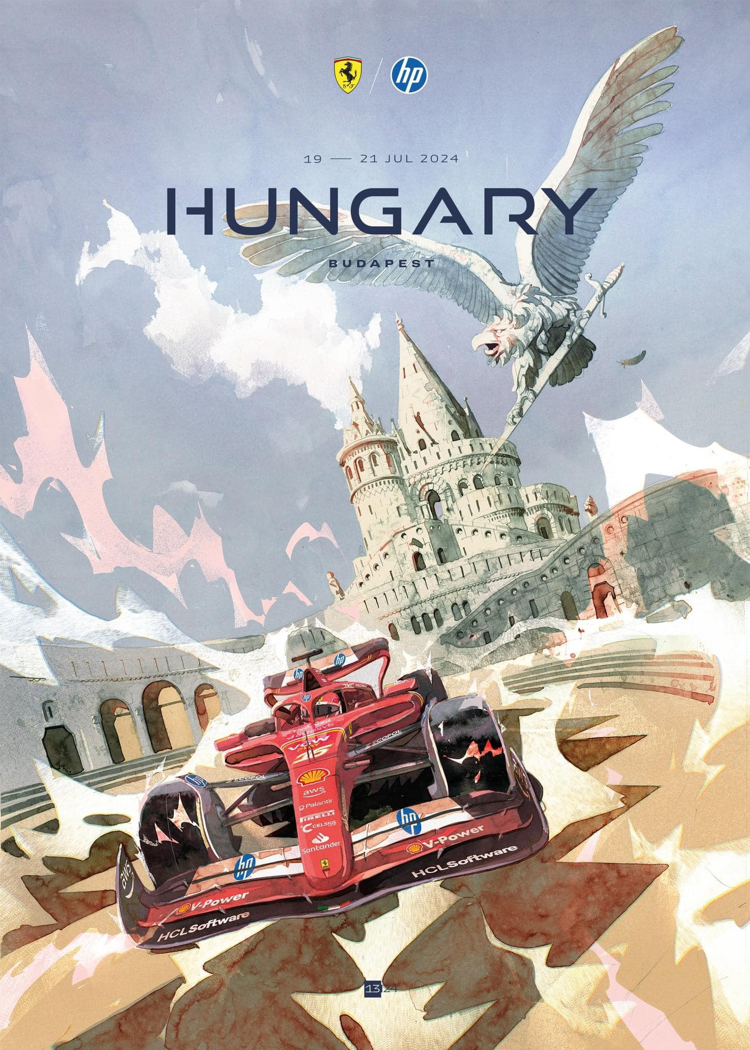 Ferrari 2024 Hungary Grand Prix cover art poster — part of full season set